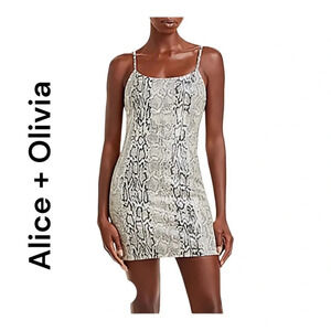 Alice + Olivia‎ Snake Skin Faux Leather Mini Dress
